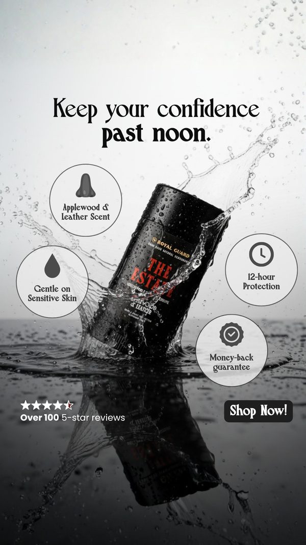 Royal Guard deodorant ad: keep your confidence past noon